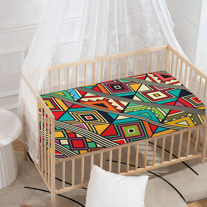 Retro African Ethnic Tribal Print Baby Crib Sheet