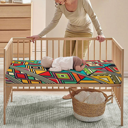 Retro African Ethnic Tribal Print Baby Crib Sheet