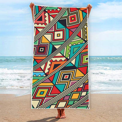Retro African Ethnic Tribal Print Beach Towel