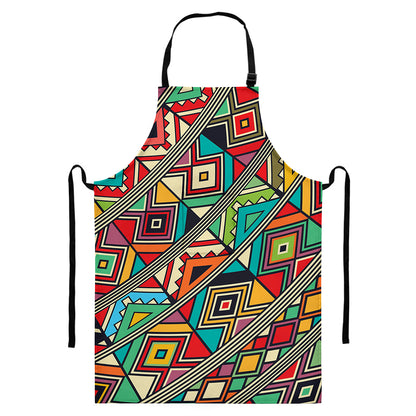 Retro African Ethnic Tribal Print Bib Apron With Pocket
