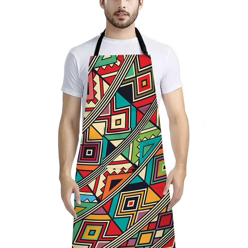 Retro African Ethnic Tribal Print Bib Apron With Pocket