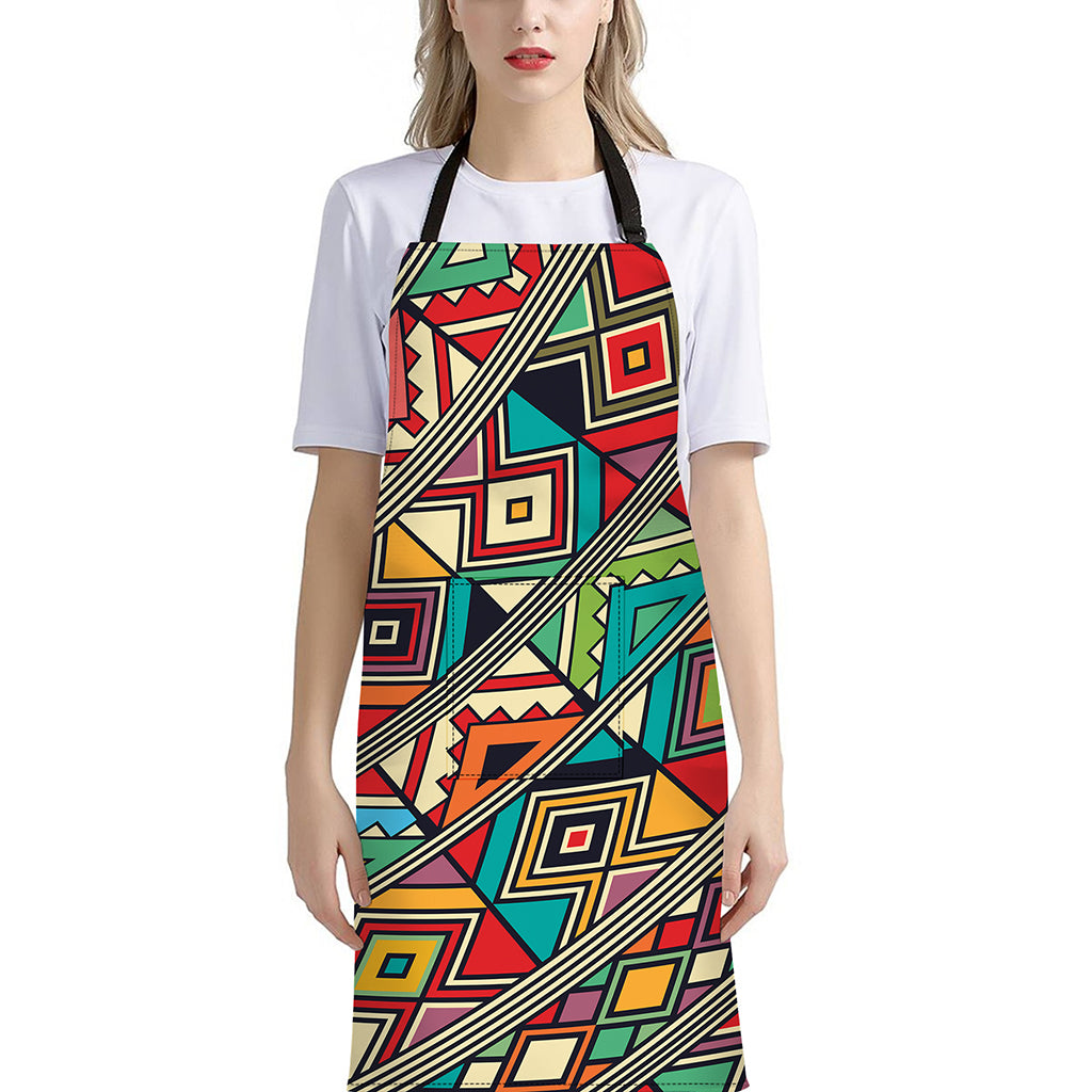 Retro African Ethnic Tribal Print Bib Apron With Pocket