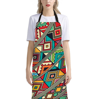 Retro African Ethnic Tribal Print Bib Apron With Pocket