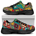 Retro African Ethnic Tribal Print Black Chunky Shoes
