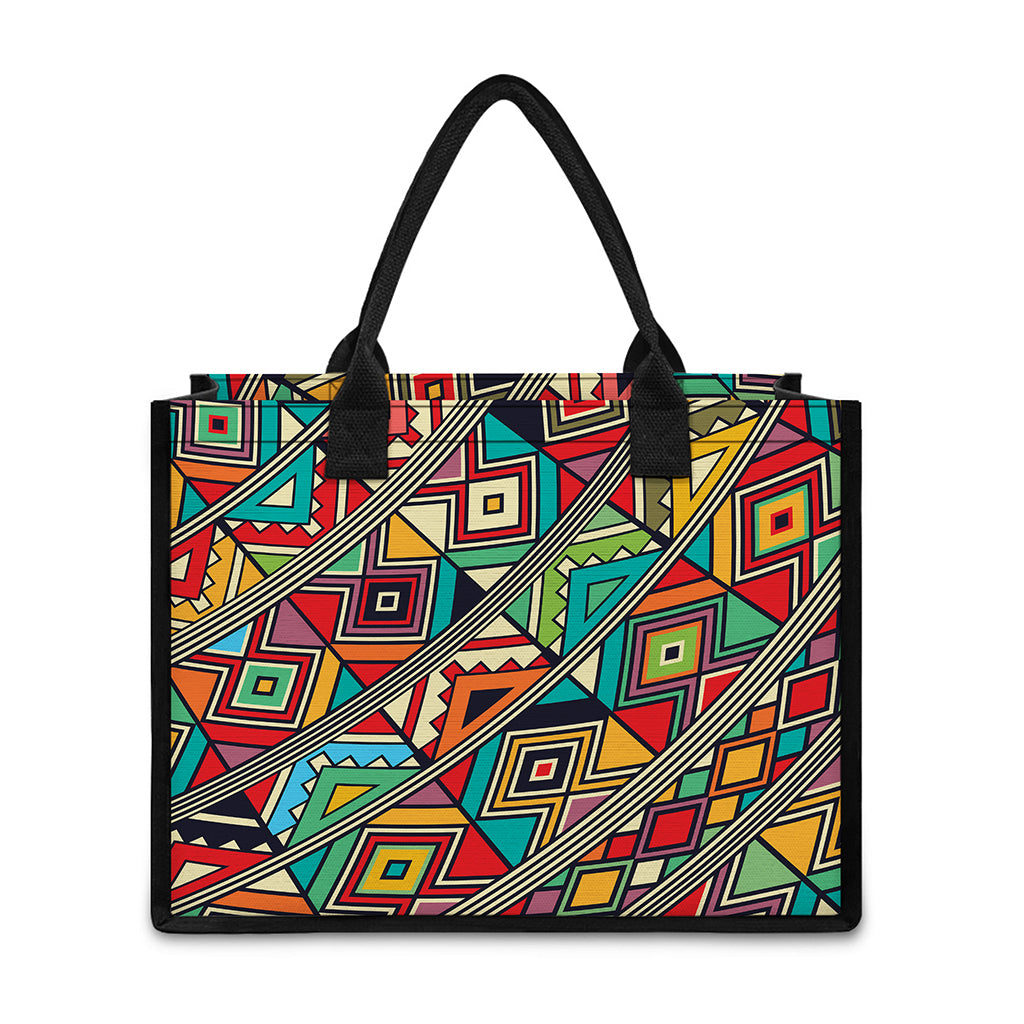 Retro African Ethnic Tribal Print Canvas Tote Bag