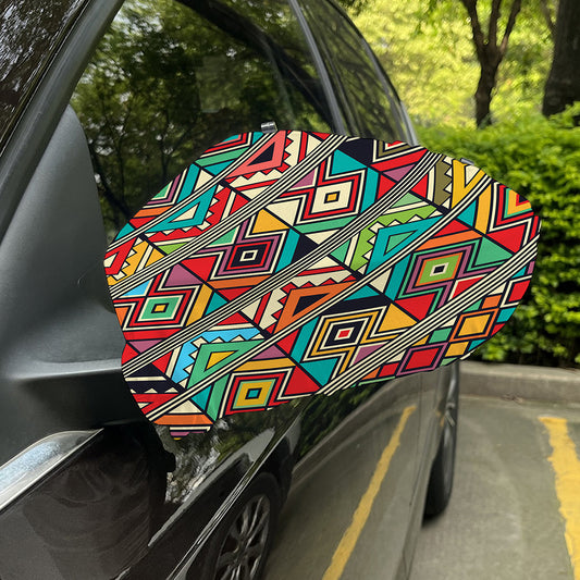 Retro African Ethnic Tribal Print Car Side Mirror Covers