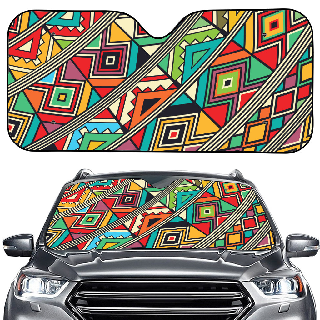 Retro African Ethnic Tribal Print Car Windshield Sun Shade