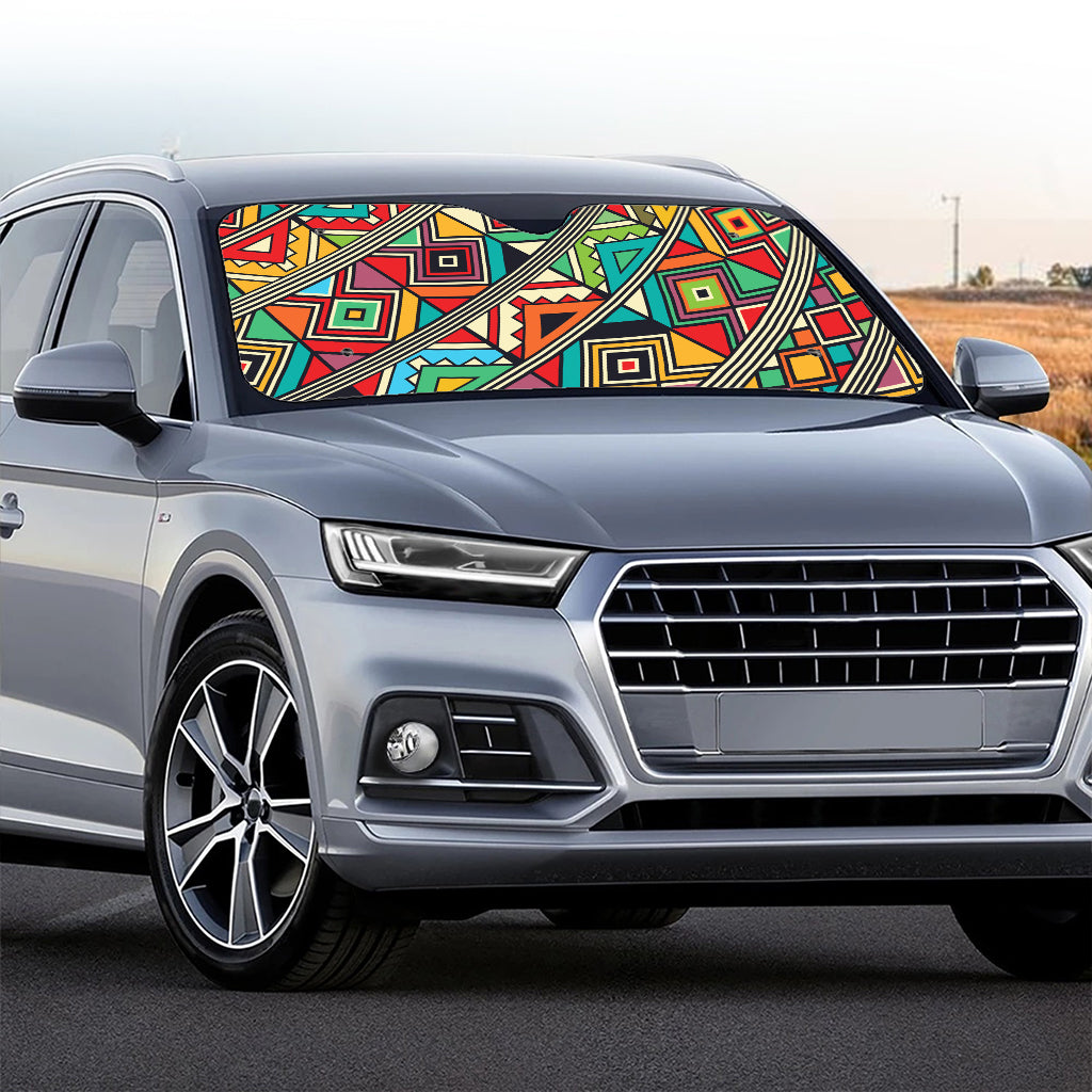 Retro African Ethnic Tribal Print Car Windshield Sun Shade