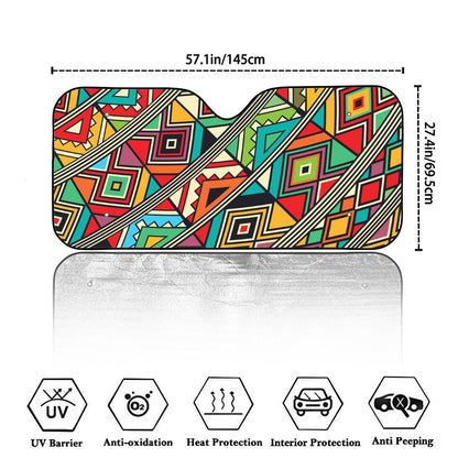 Retro African Ethnic Tribal Print Car Windshield Sun Shade