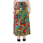 Retro African Ethnic Tribal Print Chiffon Maxi Skirt