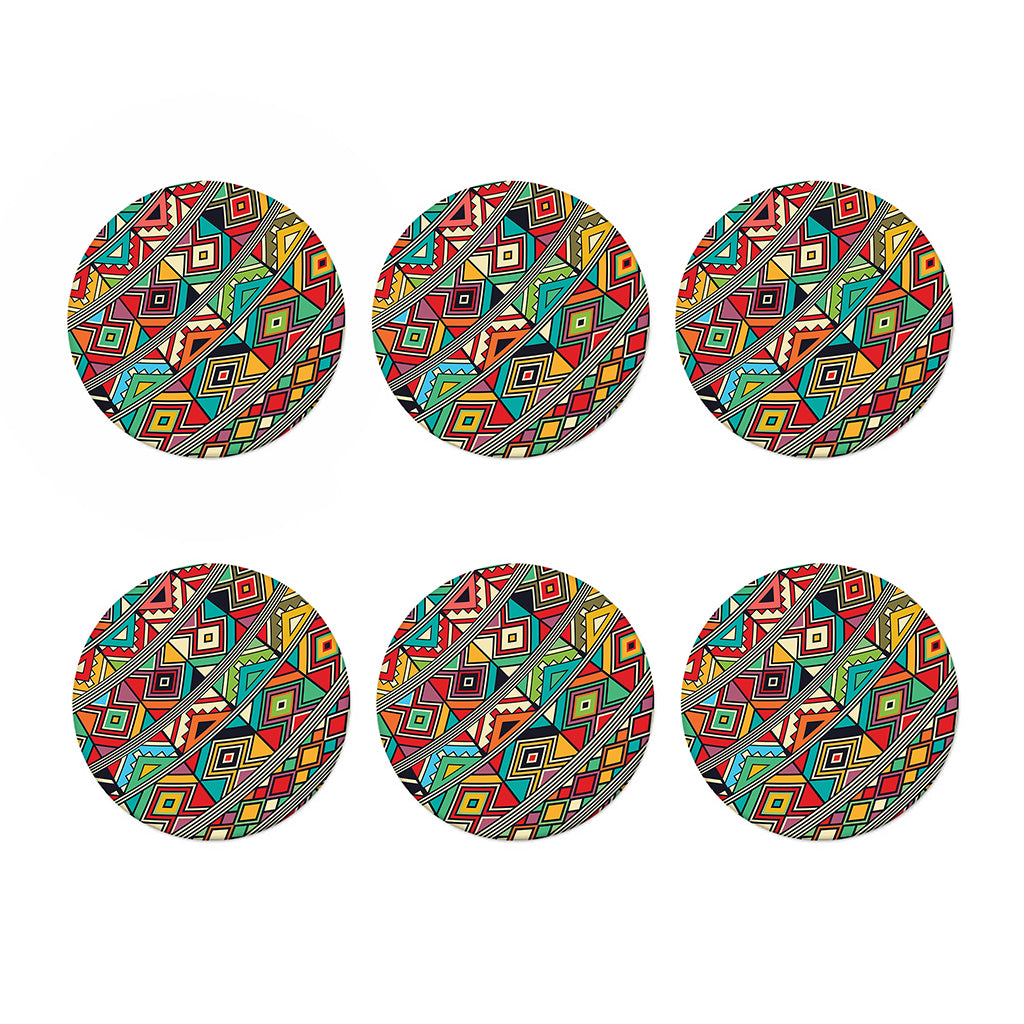 Retro African Ethnic Tribal Print Coaster Set
