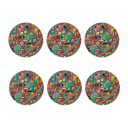 Retro African Ethnic Tribal Print Coaster Set