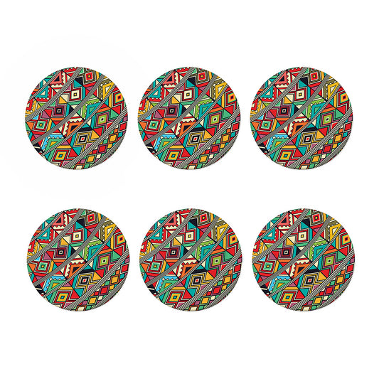 Retro African Ethnic Tribal Print Coaster Set