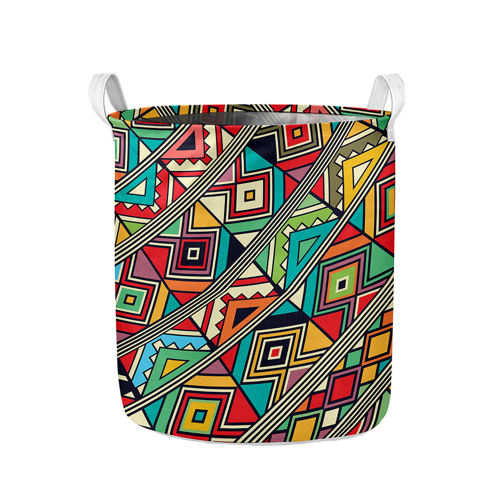 Retro African Ethnic Tribal Print Collapsible Laundry Basket
