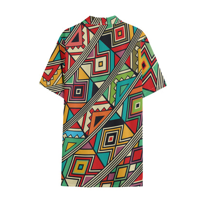 Retro African Ethnic Tribal Print Cotton Hawaiian Shirt