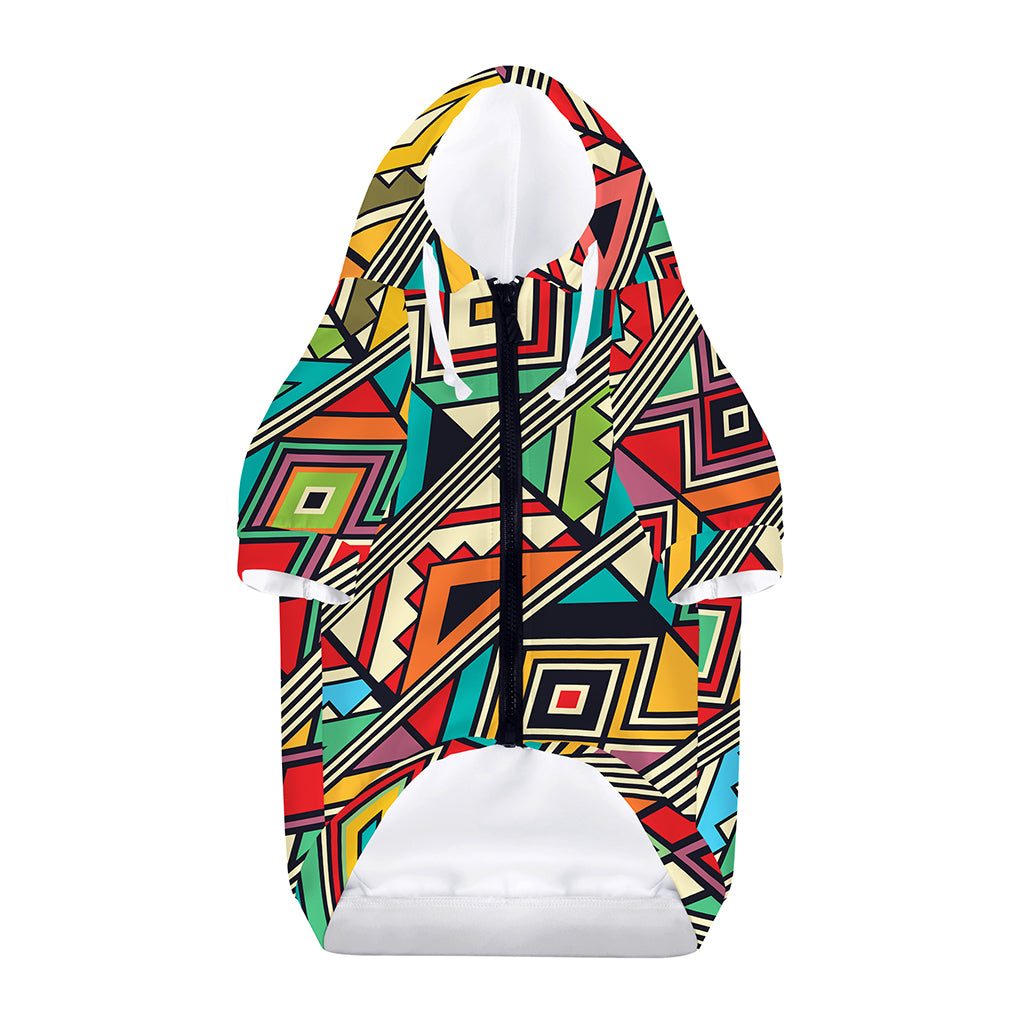 Retro African Ethnic Tribal Print Dog Zip Up Hoodie