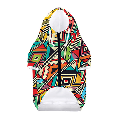 Retro African Ethnic Tribal Print Dog Zip Up Hoodie