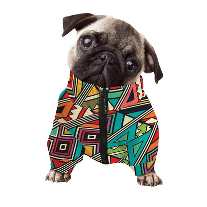 Retro African Ethnic Tribal Print Dog Zip Up Jacket