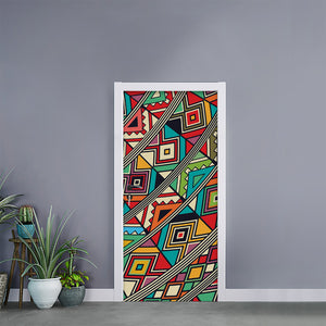 Retro African Ethnic Tribal Print Door Sticker