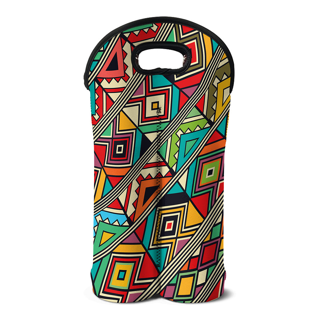 Retro African Ethnic Tribal Print Double Neoprene Wine Tote