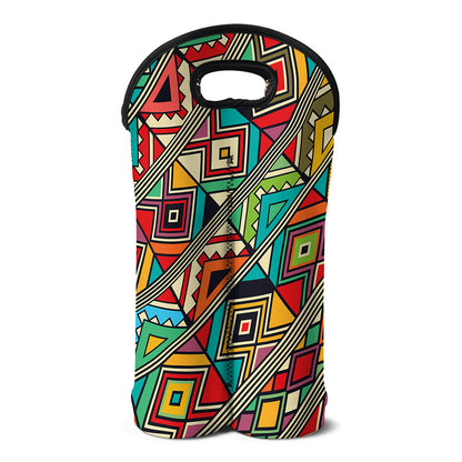 Retro African Ethnic Tribal Print Double Neoprene Wine Tote