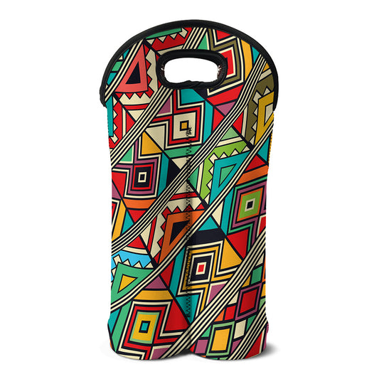 Retro African Ethnic Tribal Print Double Neoprene Wine Tote