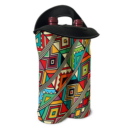 Retro African Ethnic Tribal Print Double Neoprene Wine Tote