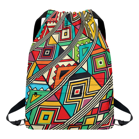 Retro African Ethnic Tribal Print Drawstring Backpack
