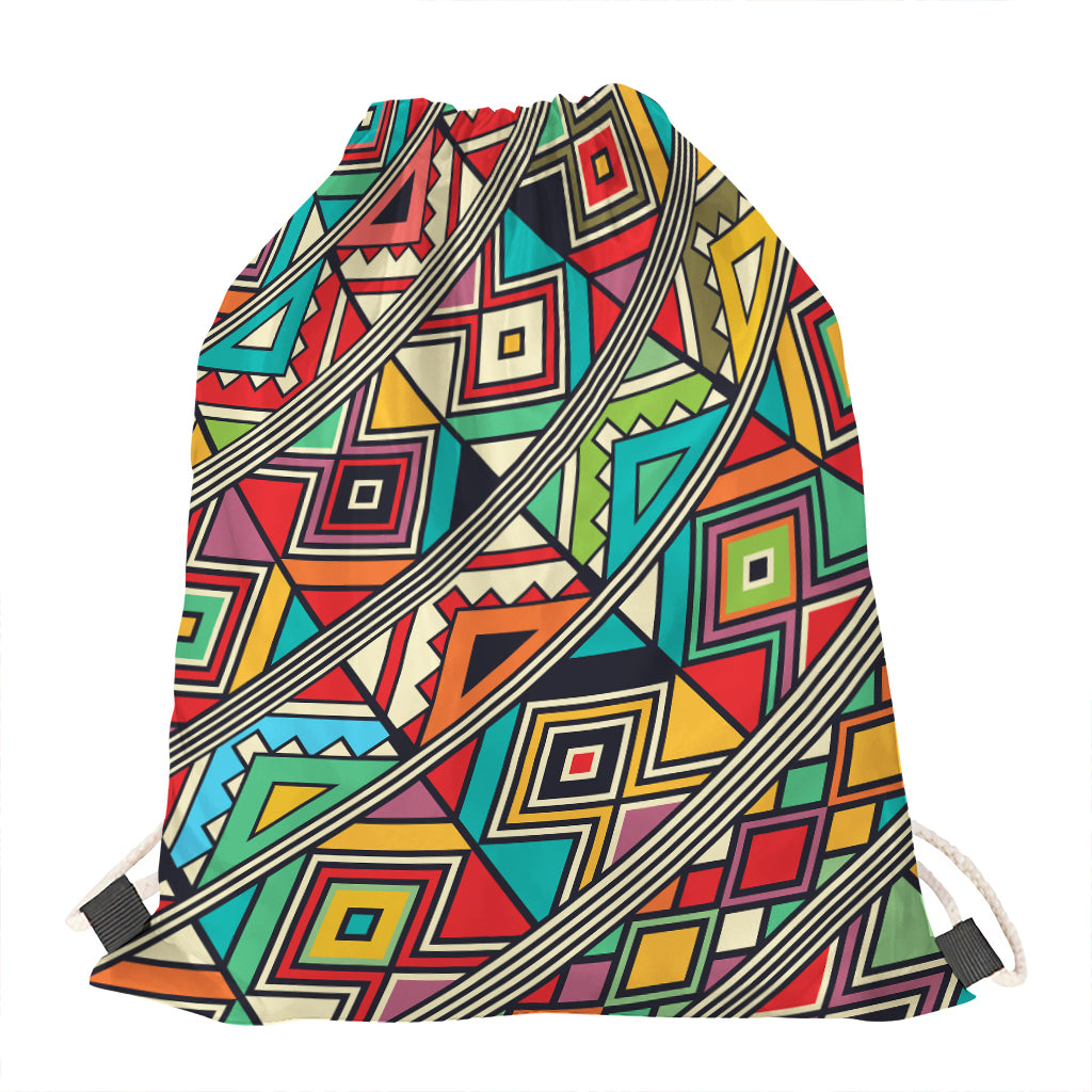 Retro African Ethnic Tribal Print Drawstring Bag
