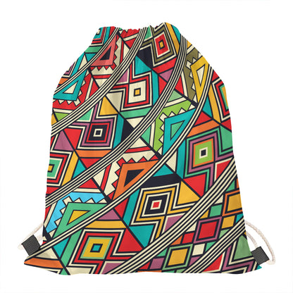 Retro African Ethnic Tribal Print Drawstring Bag