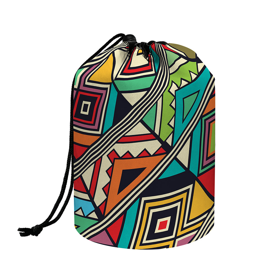 Retro African Ethnic Tribal Print Drawstring Makeup Bag