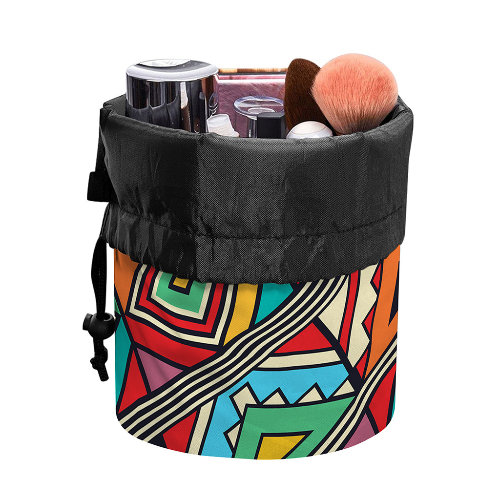 Retro African Ethnic Tribal Print Drawstring Makeup Bag