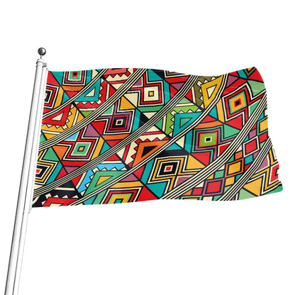 Retro African Ethnic Tribal Print Flag