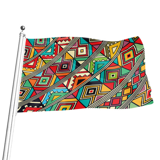 Retro African Ethnic Tribal Print Flag