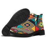 Retro African Ethnic Tribal Print Flat Ankle Boots