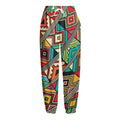 Retro African Ethnic Tribal Print Fleece Lined Knit Pants