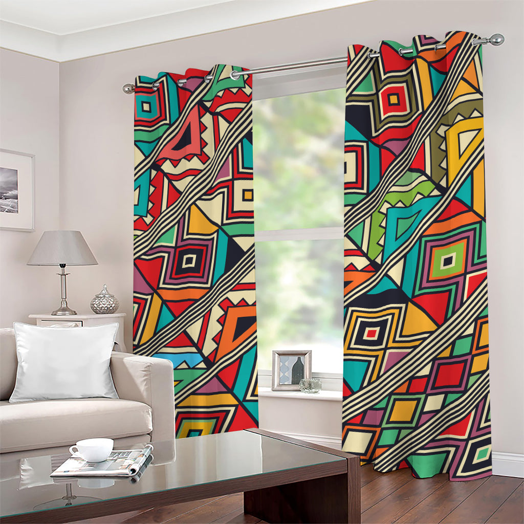 Retro African Ethnic Tribal Print Grommet Curtains