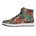 Retro African Ethnic Tribal Print High Top Leather Sneakers