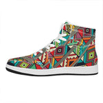 Retro African Ethnic Tribal Print High Top Leather Sneakers