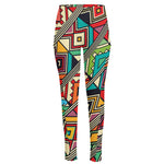 Retro African Ethnic Tribal Print High-Waisted Pocket Leggings