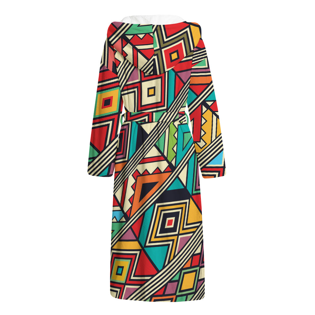 Retro African Ethnic Tribal Print Hooded Bathrobe