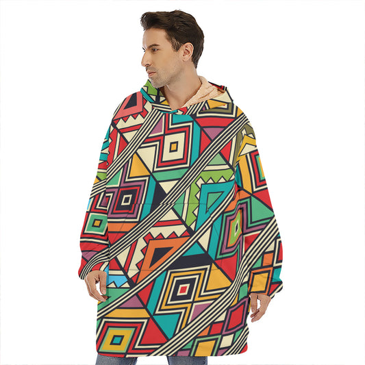 Retro African Ethnic Tribal Print Hoodie Blanket