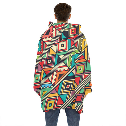 Retro African Ethnic Tribal Print Hoodie Blanket