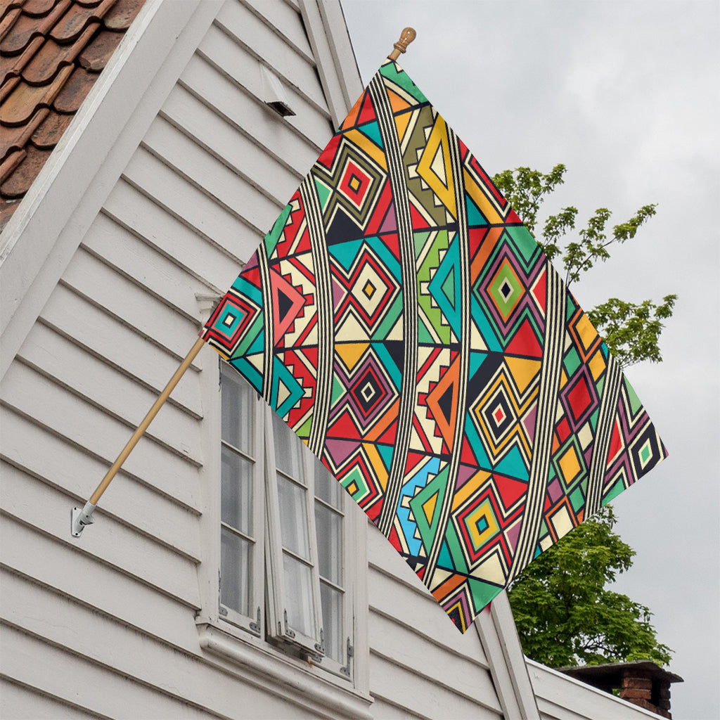 Retro African Ethnic Tribal Print House Flag