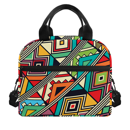 Retro African Ethnic Tribal Print Insulated Lunch Bag