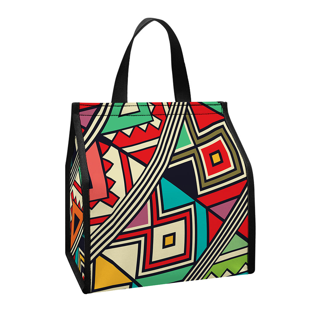 Retro African Ethnic Tribal Print Insulated Lunch Tote