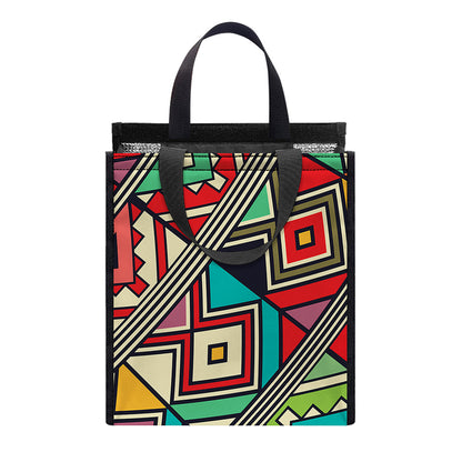 Retro African Ethnic Tribal Print Insulated Lunch Tote