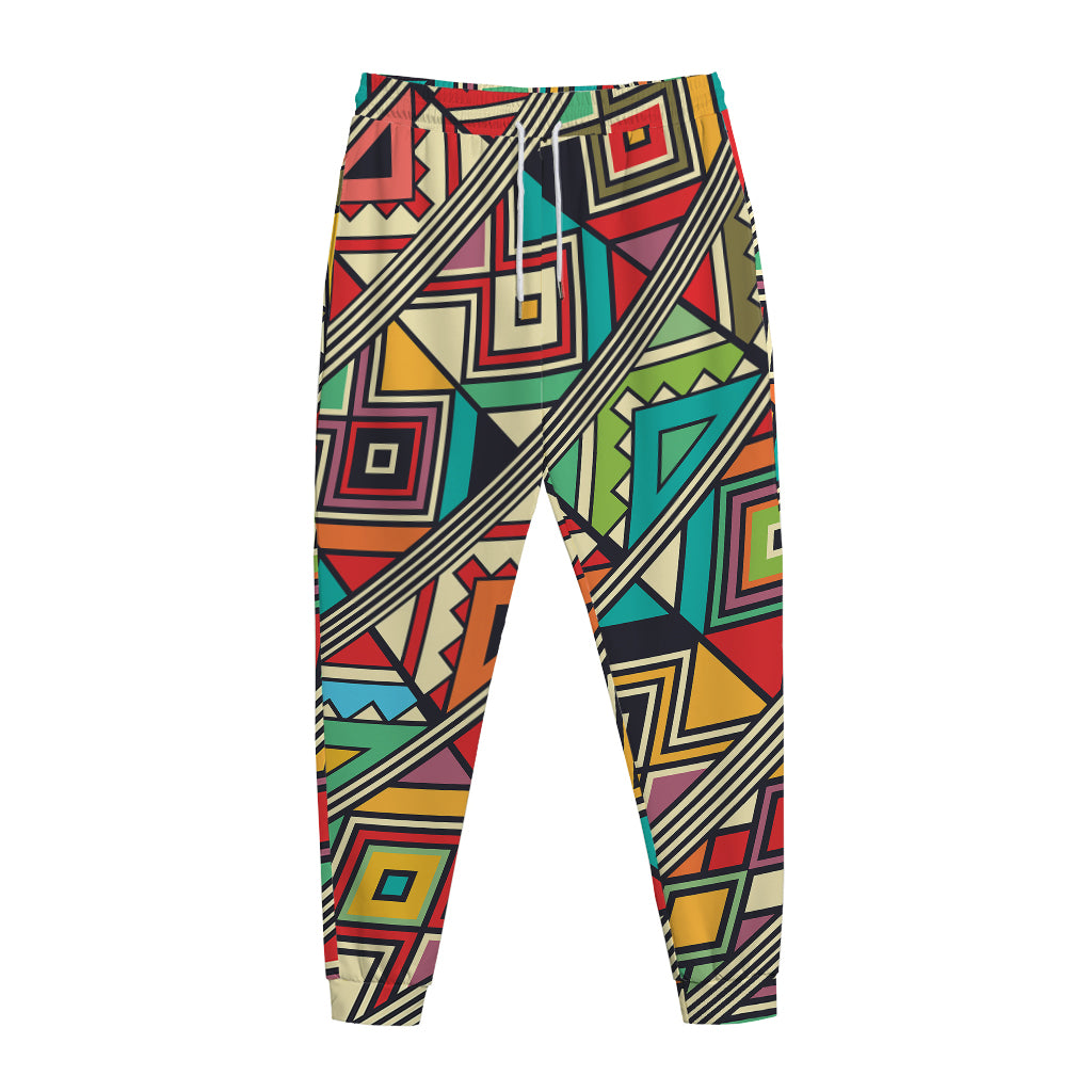 Retro African Ethnic Tribal Print Jogger Pants