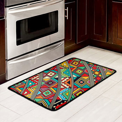 Retro African Ethnic Tribal Print Kitchen Mat