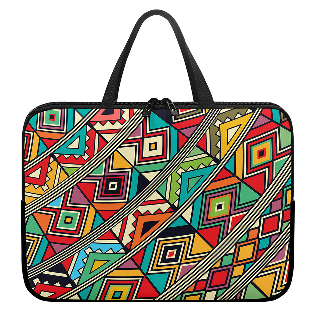 Retro African Ethnic Tribal Print Laptop Sleeve With Handle